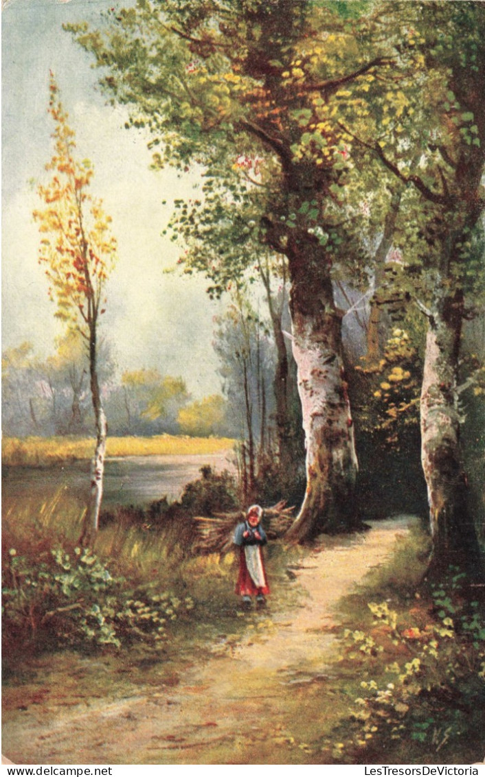 ARTS - Peintures Et Tableaux - A La Recherche De Bois De Chauffage Dans La Forêt - Carte Postale Ancienne - Pittura & Quadri