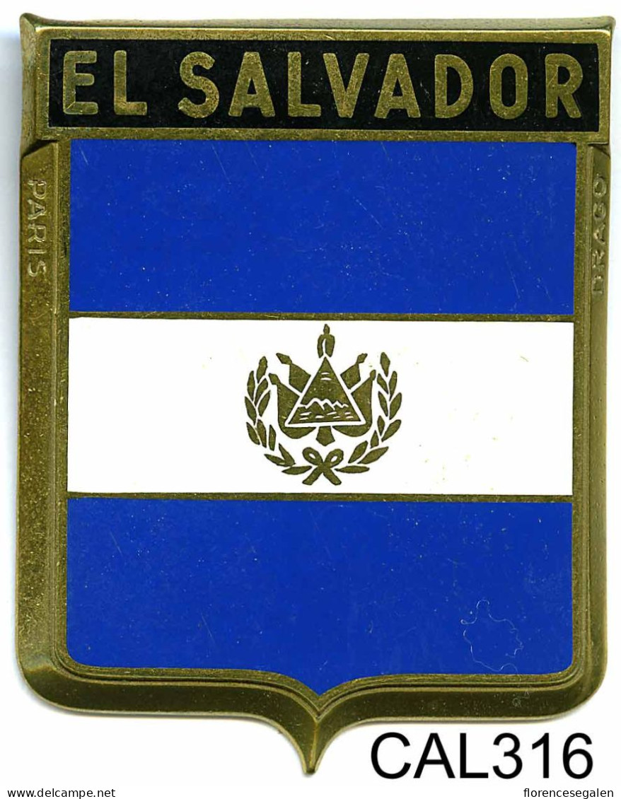 CAL316 - PLAQUE CALANDRE AUTO - EL SALVADOR - Plaques émaillées (après 1960)