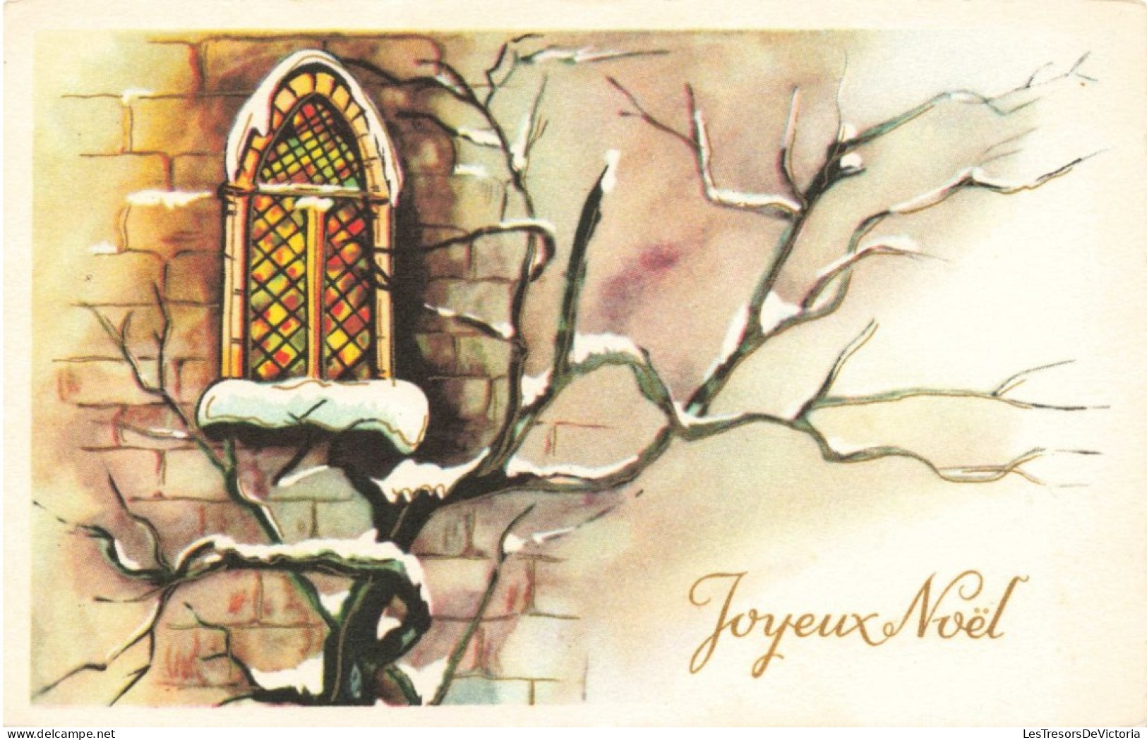 FÊTES ET VOEUX -  Joyeux Noël - Fenêtre D'une église - Carte Postale Ancienne - Altri & Non Classificati