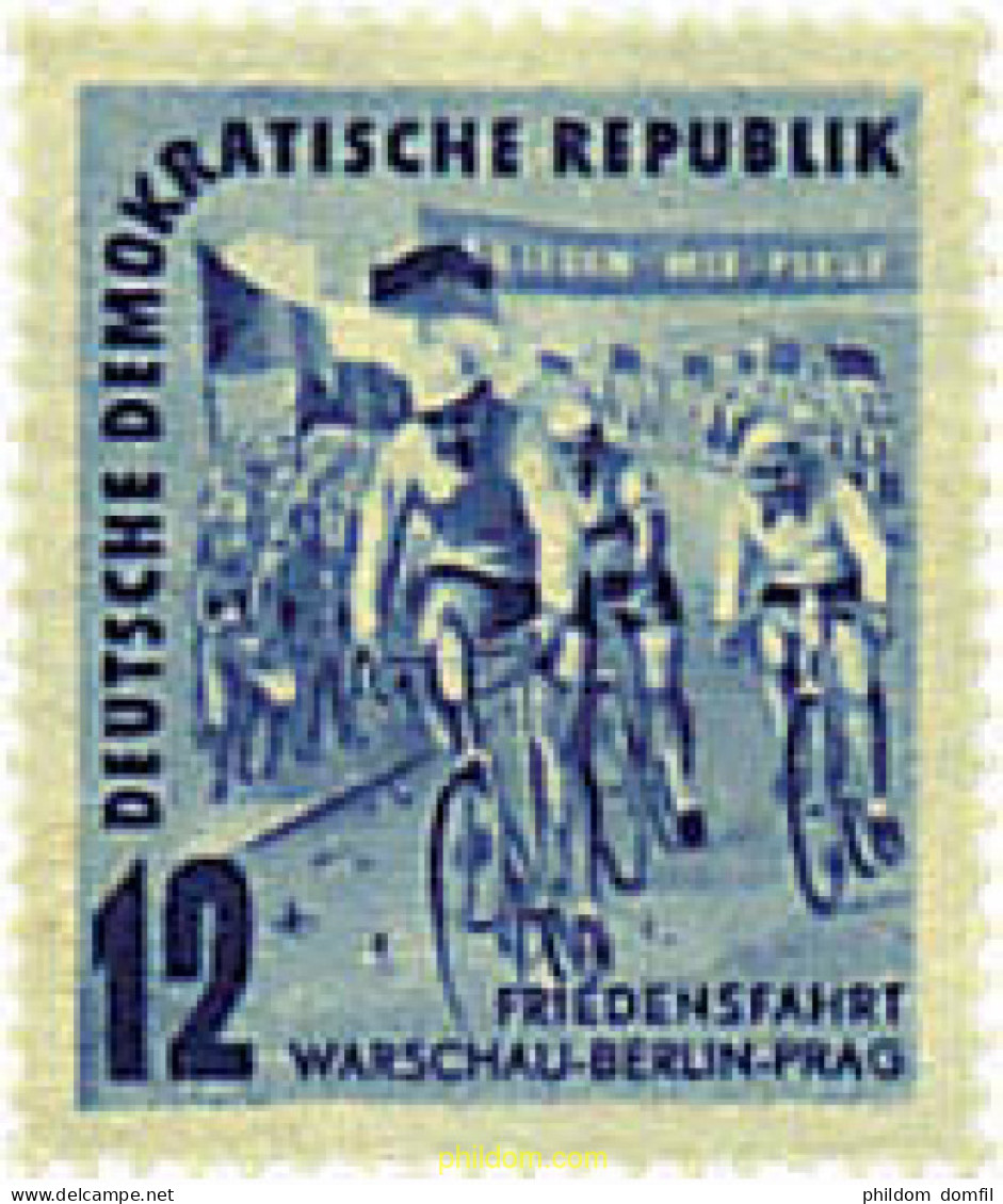 203074 HINGED ALEMANIA DEMOCRATICA 1952 5 CARRERA CICLISTA INTERNACIONAL DE LA PAZ. VARSOVIA-BERLIN-PRAGA. - Ungebraucht