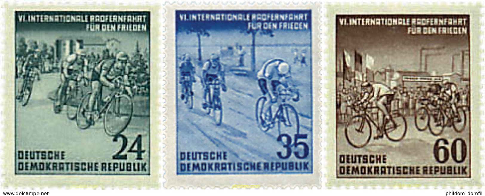 64453 MNH ALEMANIA DEMOCRATICA 1953 6 CARRERA CICLISTA INTERNACIONAL DE LA PAZ. PRAGA-BERLIN.VARSOVIA - Ungebraucht