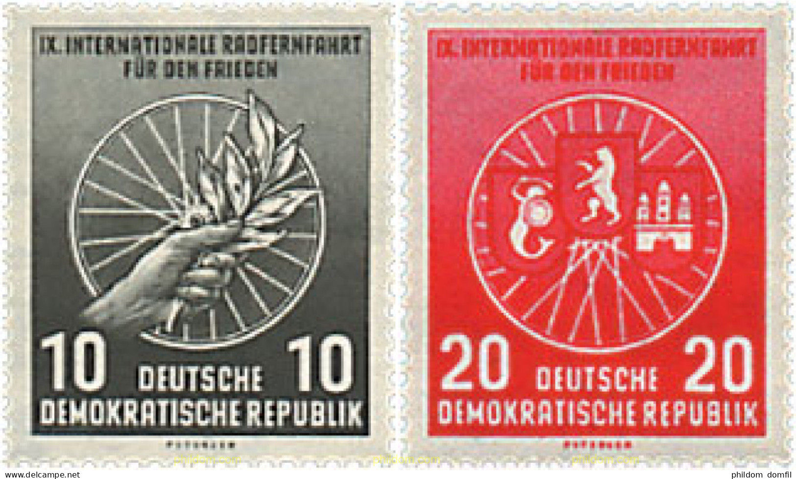 199601 HINGED ALEMANIA DEMOCRATICA 1956 9 CARRERA CICLISTA INTERNACIONAL DE LA PAZ. VARSOVIA-BERLIN-PRAGA - Ungebraucht