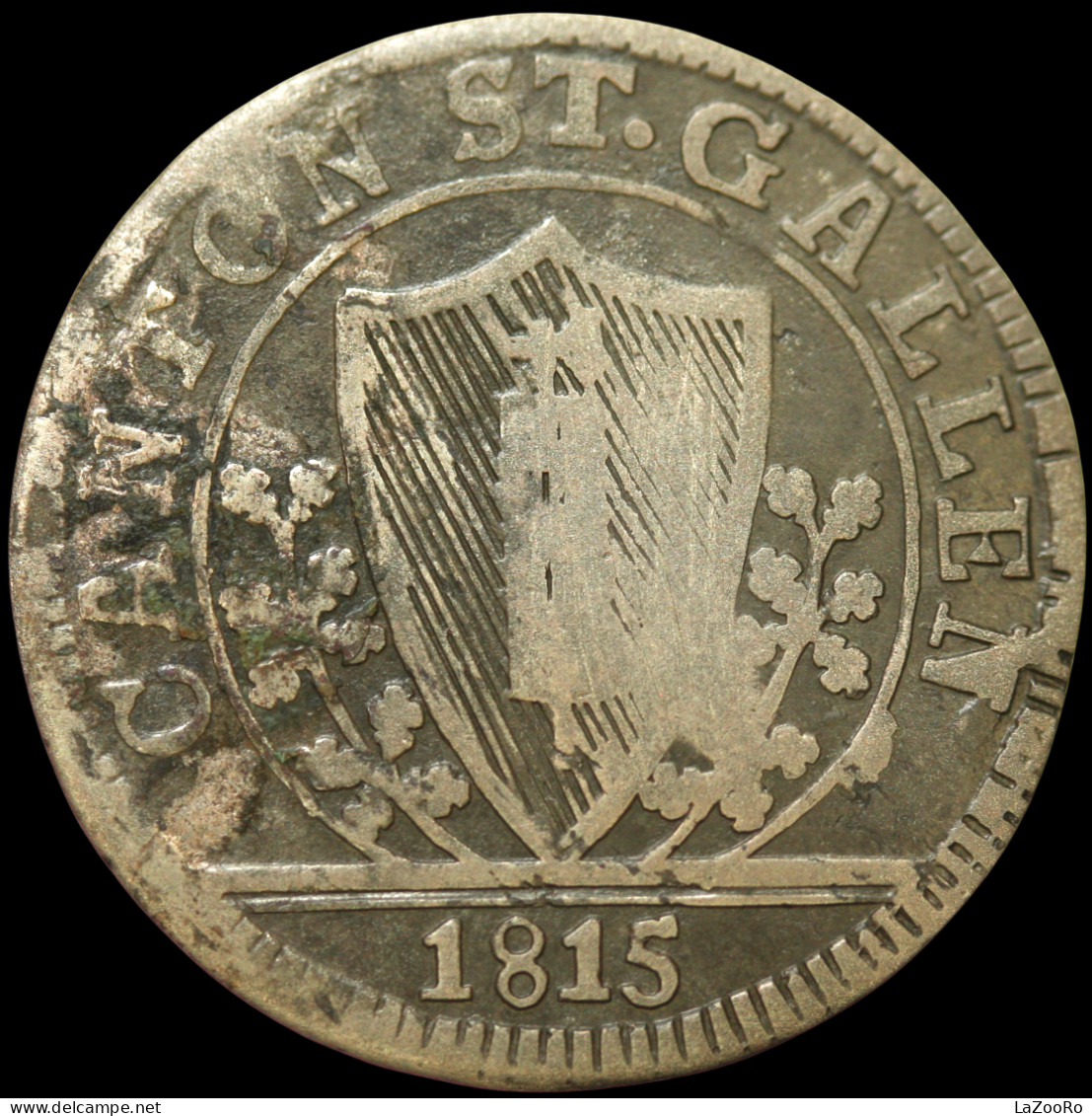 LaZooRo: Switzerland SAINT GALL 1 Batzen 1815 VF - Silver - Cantonal Coins