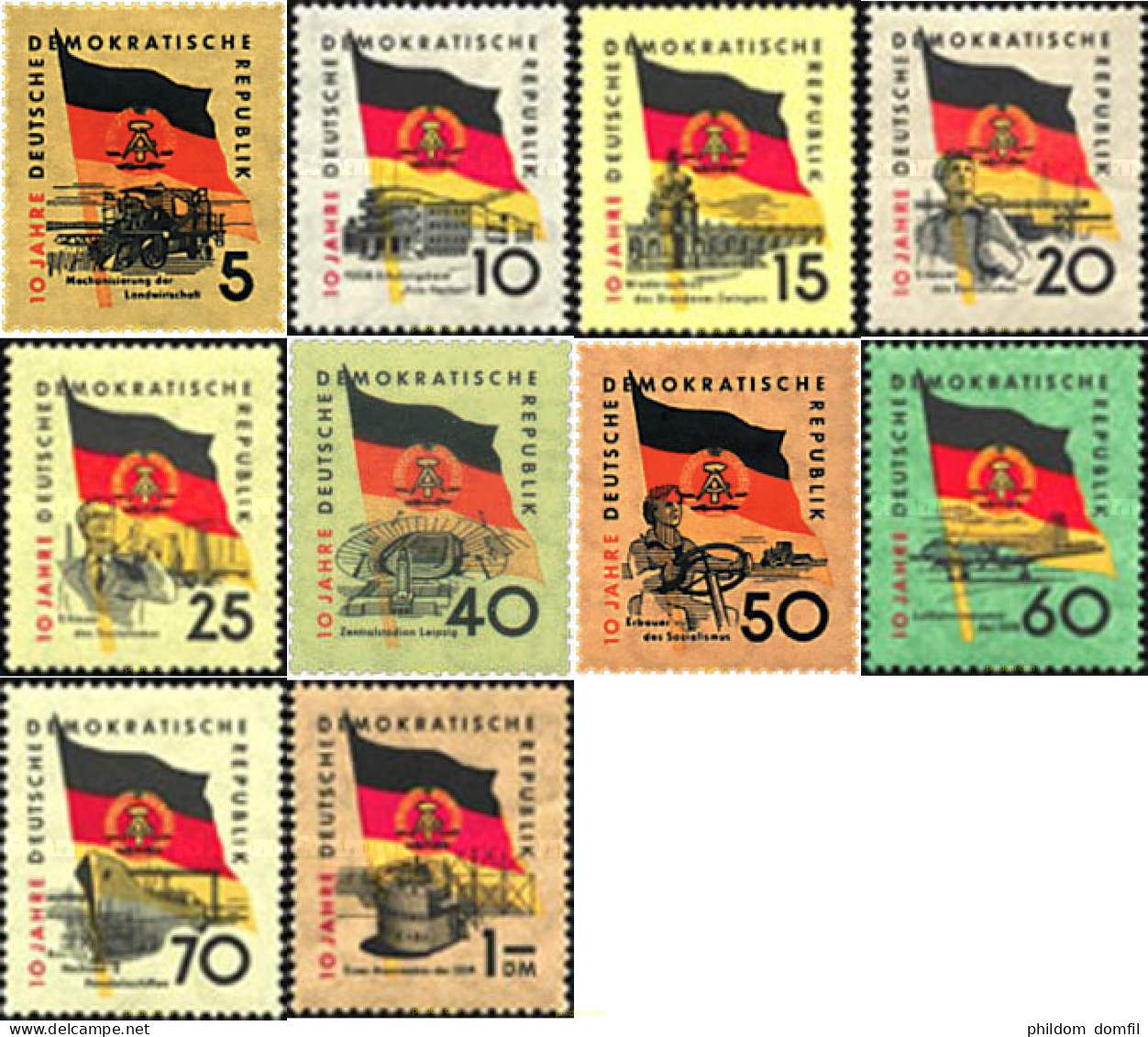 39854 MNH ALEMANIA DEMOCRATICA 1959 10 ANIVERSARIO DE LA REPUBLICA DEMOCRATICA - Ungebraucht