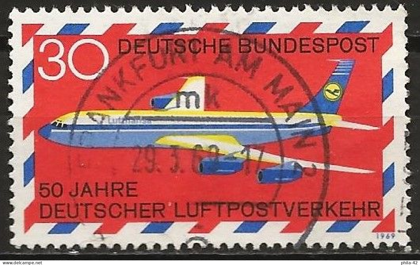 Germany FRG 1969 - Mi 577 - YT Pa 2 ( Airplane Boeing 707 Airliner ) Airmail - Timbres