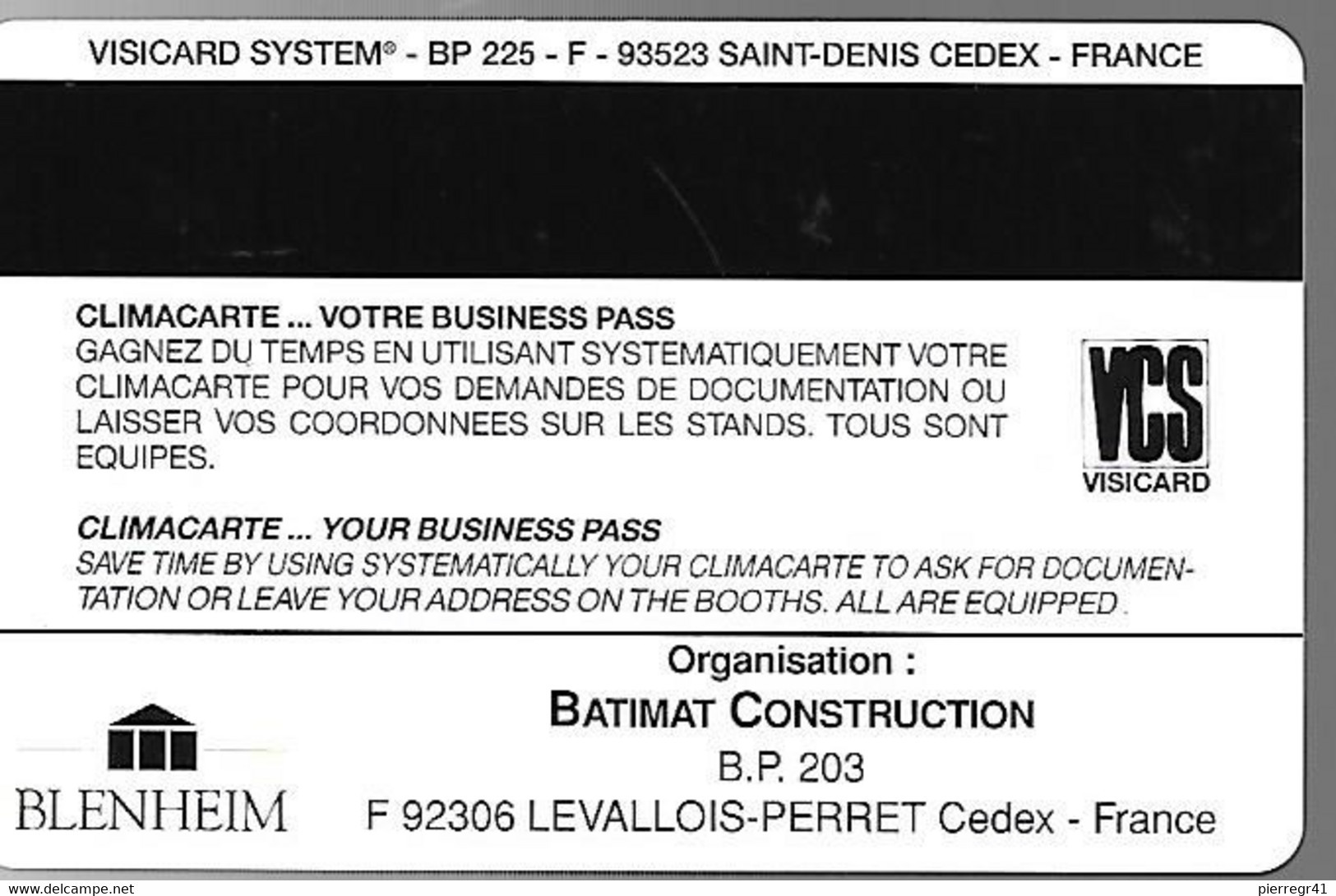 CARTE-MAGNETIQUE-SALON-1995-SALON INTERCLIMA-PARIS NORD VILLEPINTE-VISITEUR-TBE- - Cartes De Salon Et Démonstration