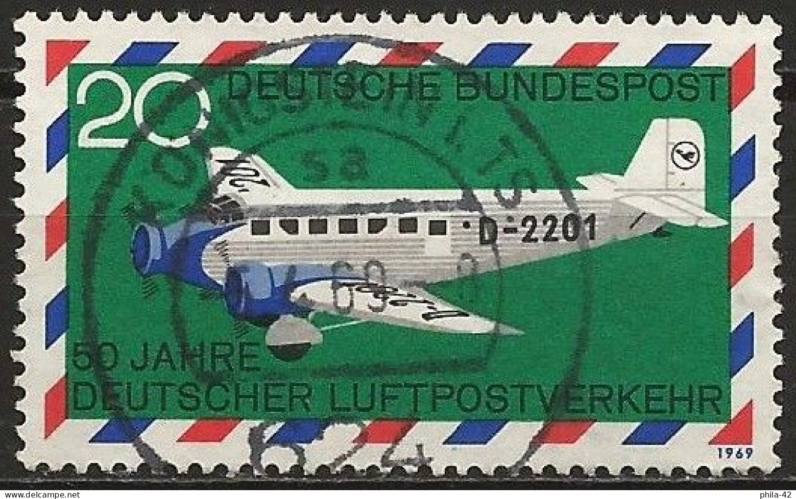 Germany FRG 1969 - Mi 576 - YT Pa 1 ( Airplane Junkers Ju 52/3m "Boelke" ) Airmail - Stamps