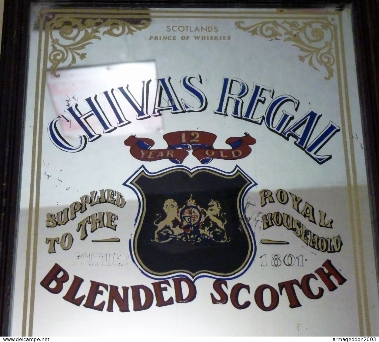 ANCIEN MIROIR SÉRIGRAPHIÉ  WHISKY CHIVAS REGAL TBE 32.5 X 22.5  Cm - Alcools