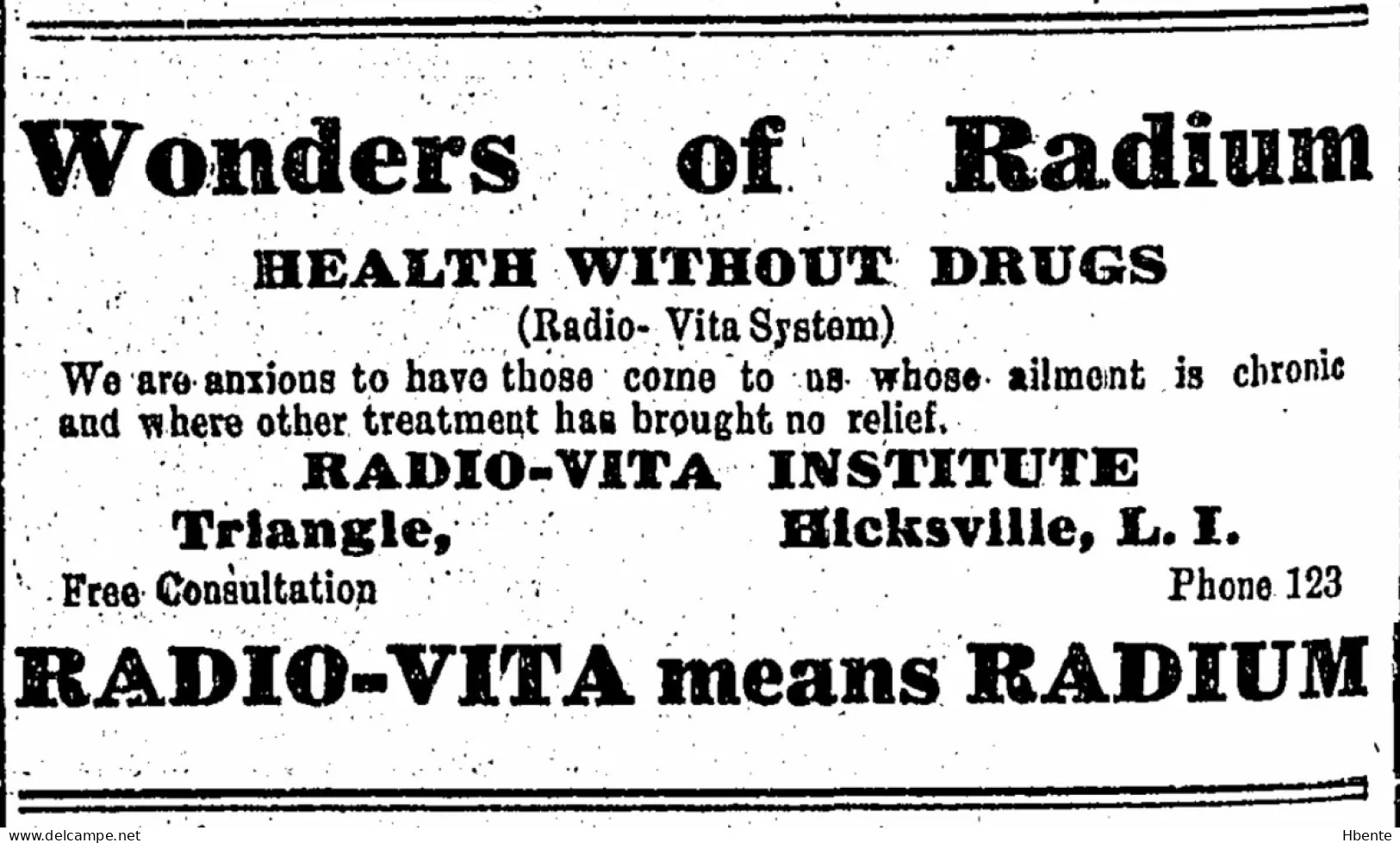 Radium Health Drugs Radio-Vita Ad 1921 (Photo) - Gegenstände