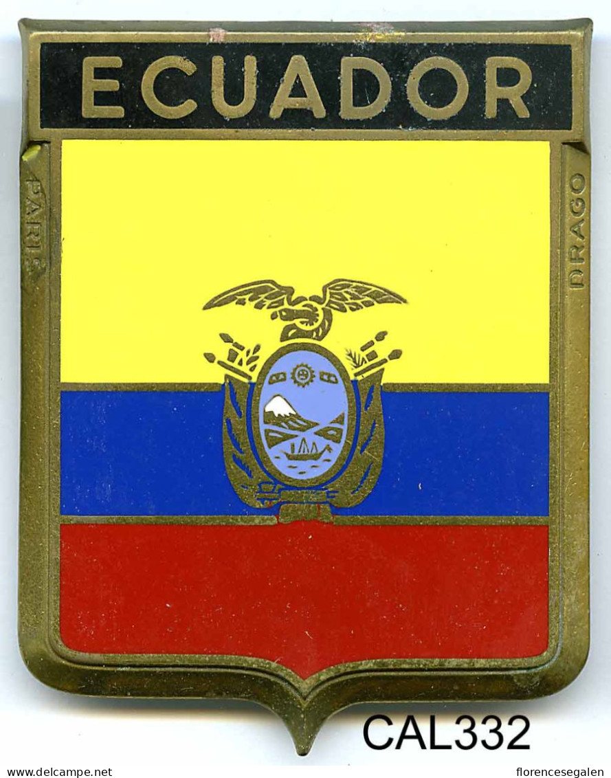 CAL332 - PLAQUE CALANDRE AUTO - ECUADOR - Plaques émaillées (après 1960)