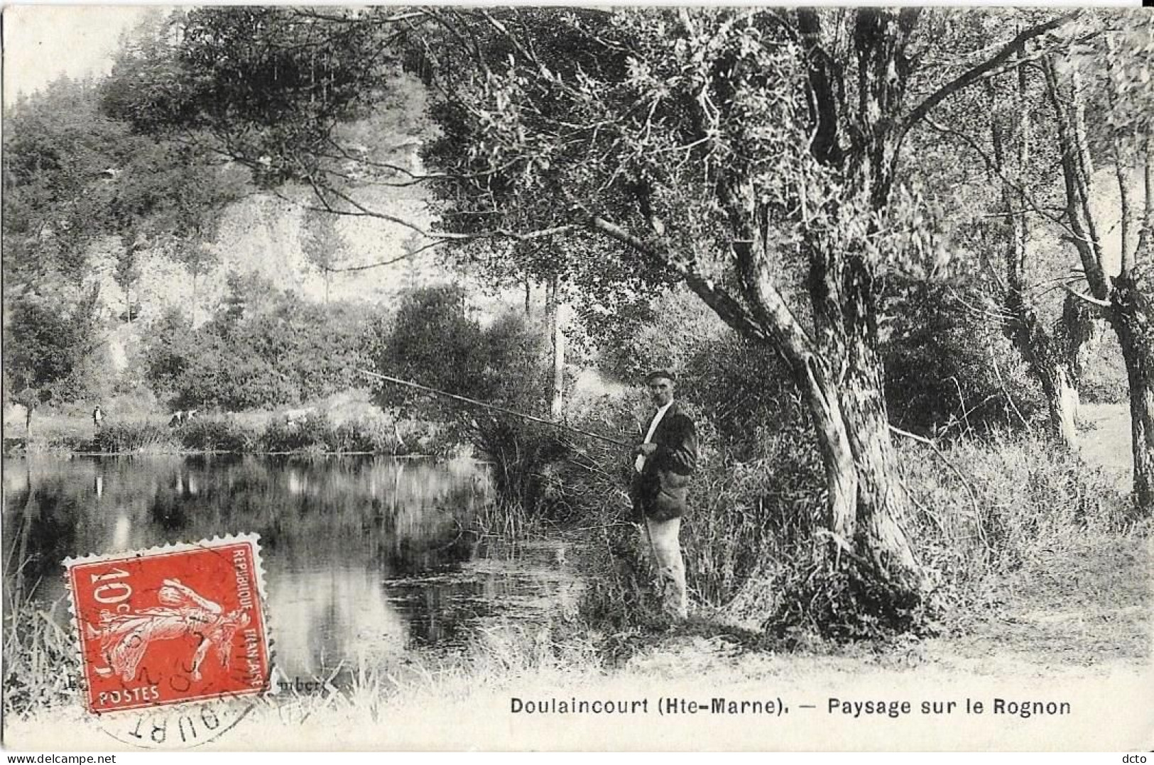 DOULAINCOURT (52) Paysage Sur Le Rognon (pêche à La Ligne), Envoi 1909 - Doulaincourt