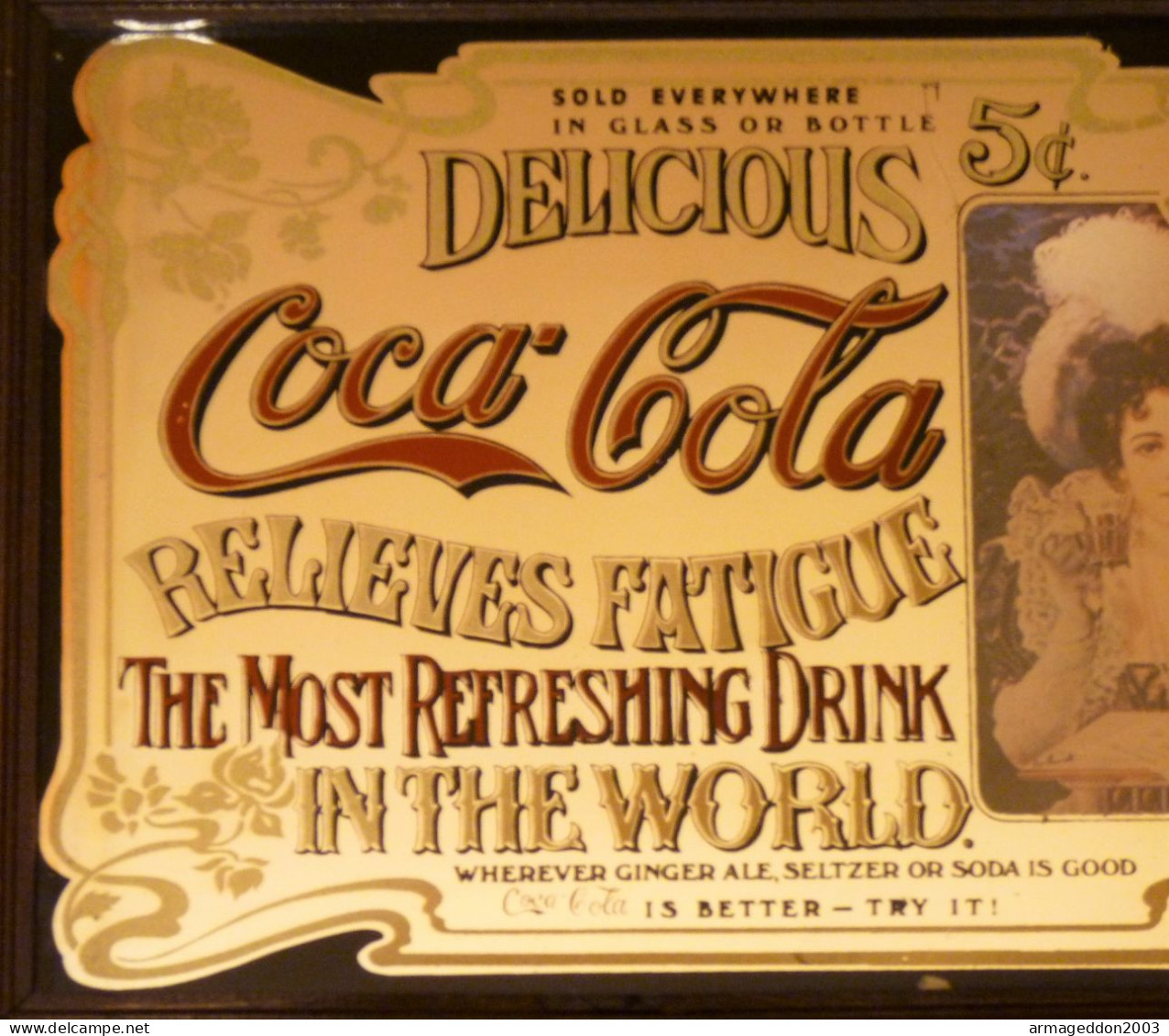 ANCIEN MIROIR SÉRIGRAPHIÉ COCA COLA  TBE - Other & Unclassified