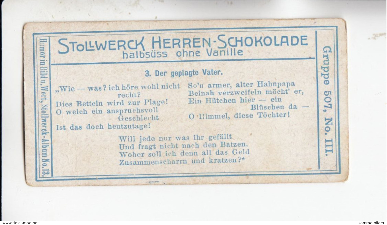 Stollwerck Album No 13 Aus Der Vogelperspektive  Der Geplagte Vater         Grp 507 #3 Von 1912 - Stollwerck