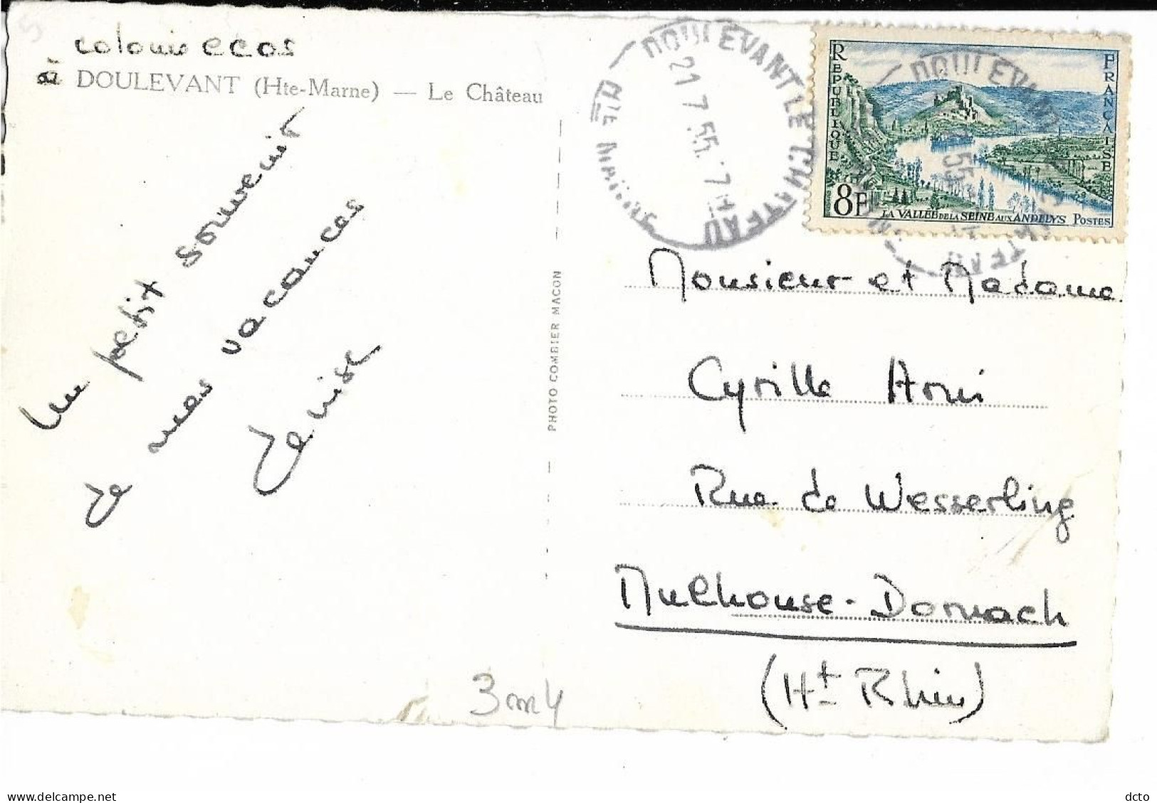 DOULEVANT (52) Le Château Combier, Cpsm Pf, Envoi 1955 - Doulevant-le-Château