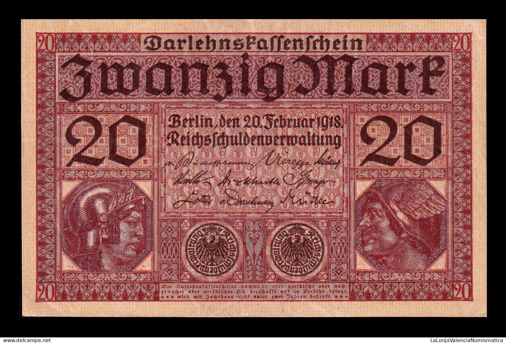 Alemania Germany 20 Mark 1918 Pick 57 Sc- AUnc - 20 Mark