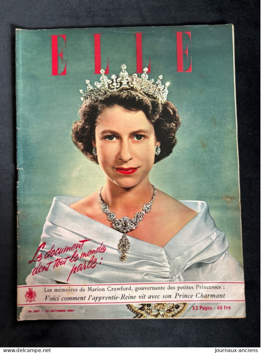 1951 Revue ELLE - ELISABETH II - MÉMOIRES DE MARION CRAWFORD GOUVERNANTE DES PETITES PRINCESSES - Moda