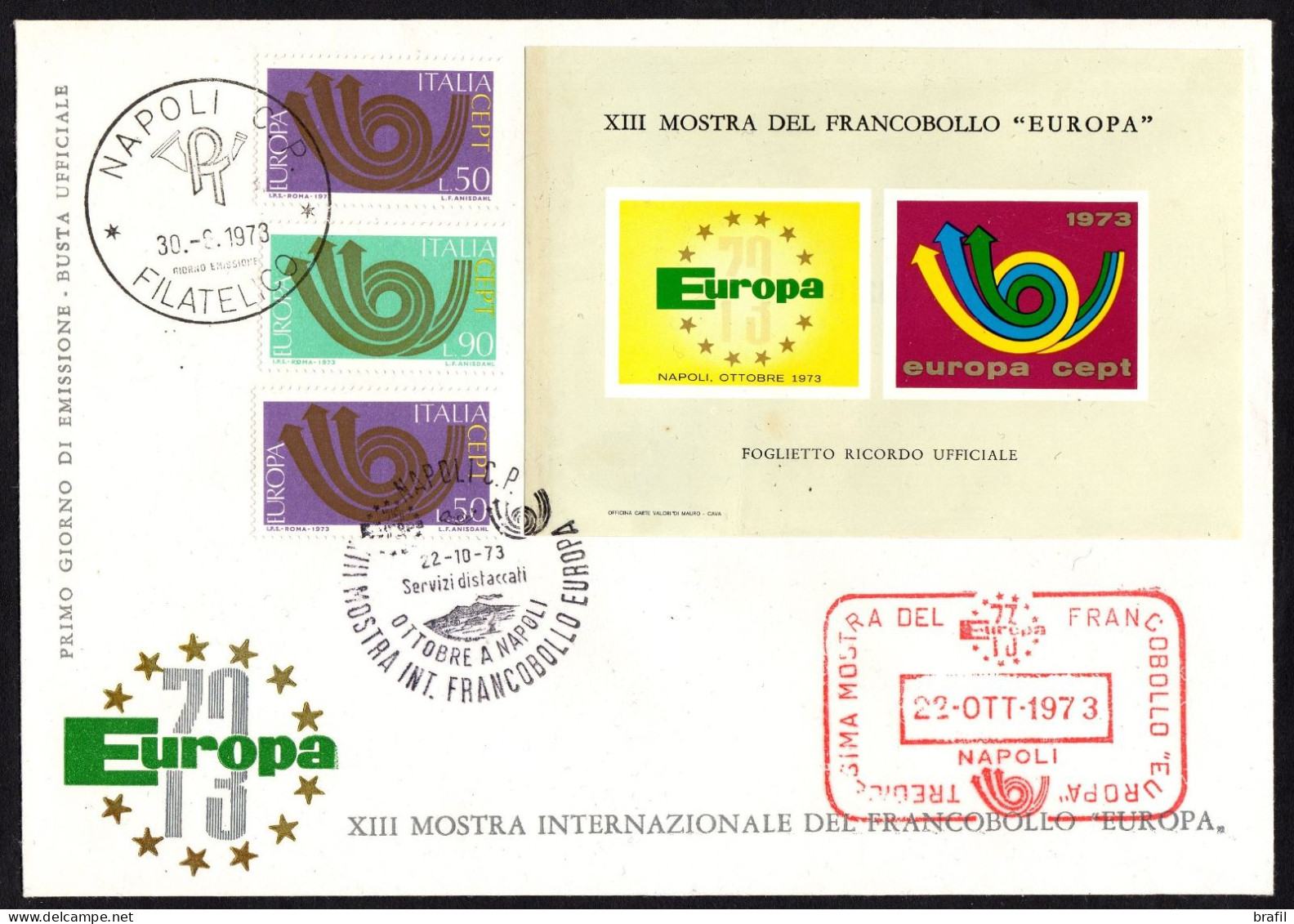 1973 Europa C.E.P.T. , FDC Italia Con Erinnofilo - 1973