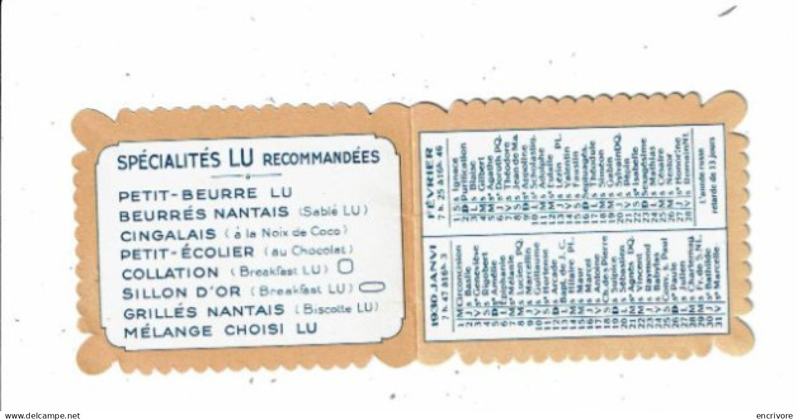 Petit Calendrier 1930 LU Lefèvre Utile Petit Beurre - Petit Format : 1921-40