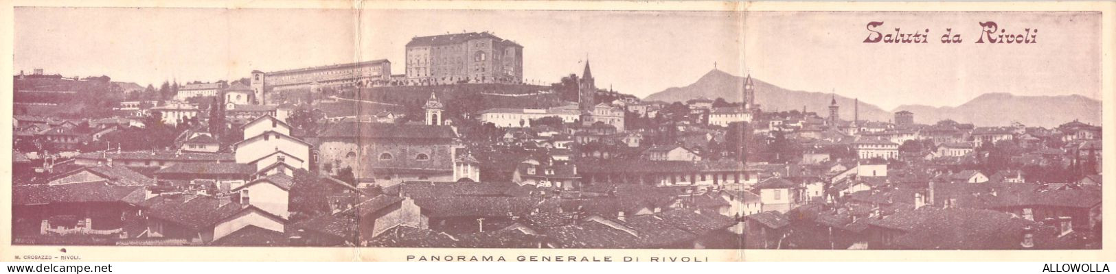 23007 " SALUTI DA RIVOLI-PANORAMA GENERALE DI RIVOLI "  -VERA FOTO-CART. POSTALE TRIPLA-NON SPED. - Rivoli