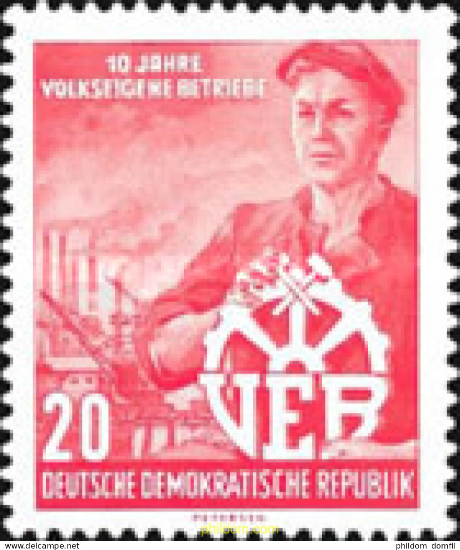 56152 MNH ALEMANIA DEMOCRATICA 1956 10 ANIVERSARIO DE LA NACIONALIZACION DE LA INDUSTRIA - Ungebraucht