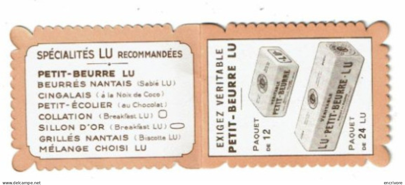 Petit Carnet Publicitaire LU Lefèvre Utile Petit Beurre Gaufrettes Paille D'or Dinette Collation - Petit Format : 1921-40