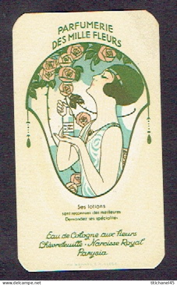 Carte Parfum PARFUMERIE DES MILLE FLEURS - Eau De Cologne Aux Fleurs Chevrefeuille, Narcisse Royal, Parysia - Anciennes (jusque 1960)