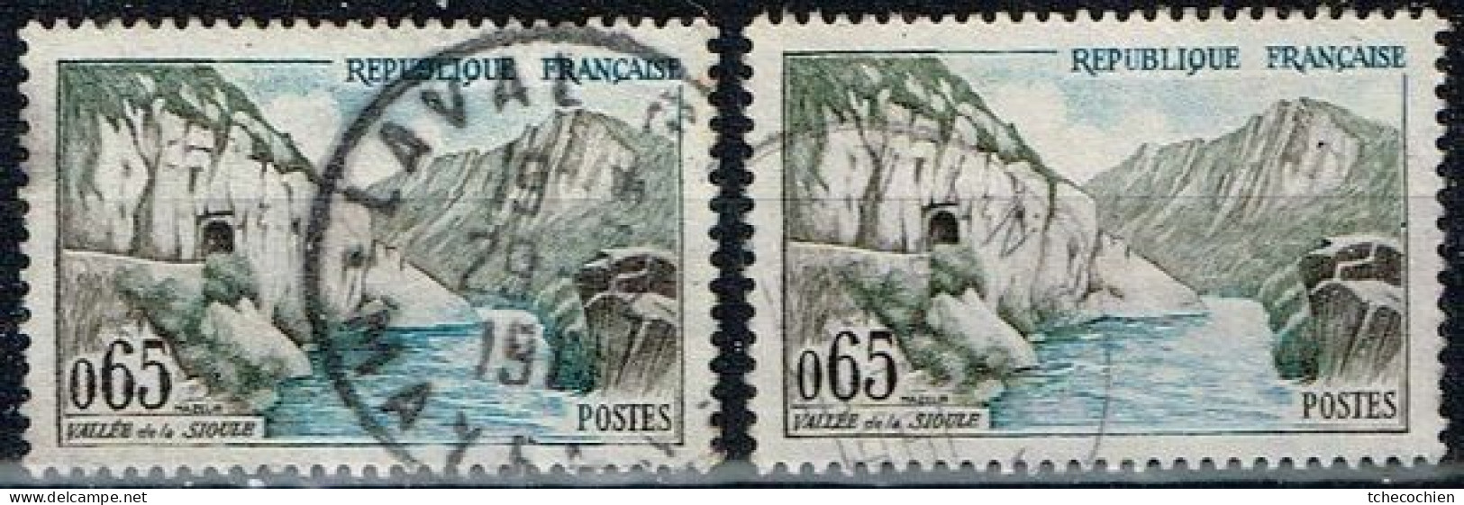 France - 1960 - Y&T N° 1239, Oblitéré. Couleur Bleu Très Pâle - Used Stamps