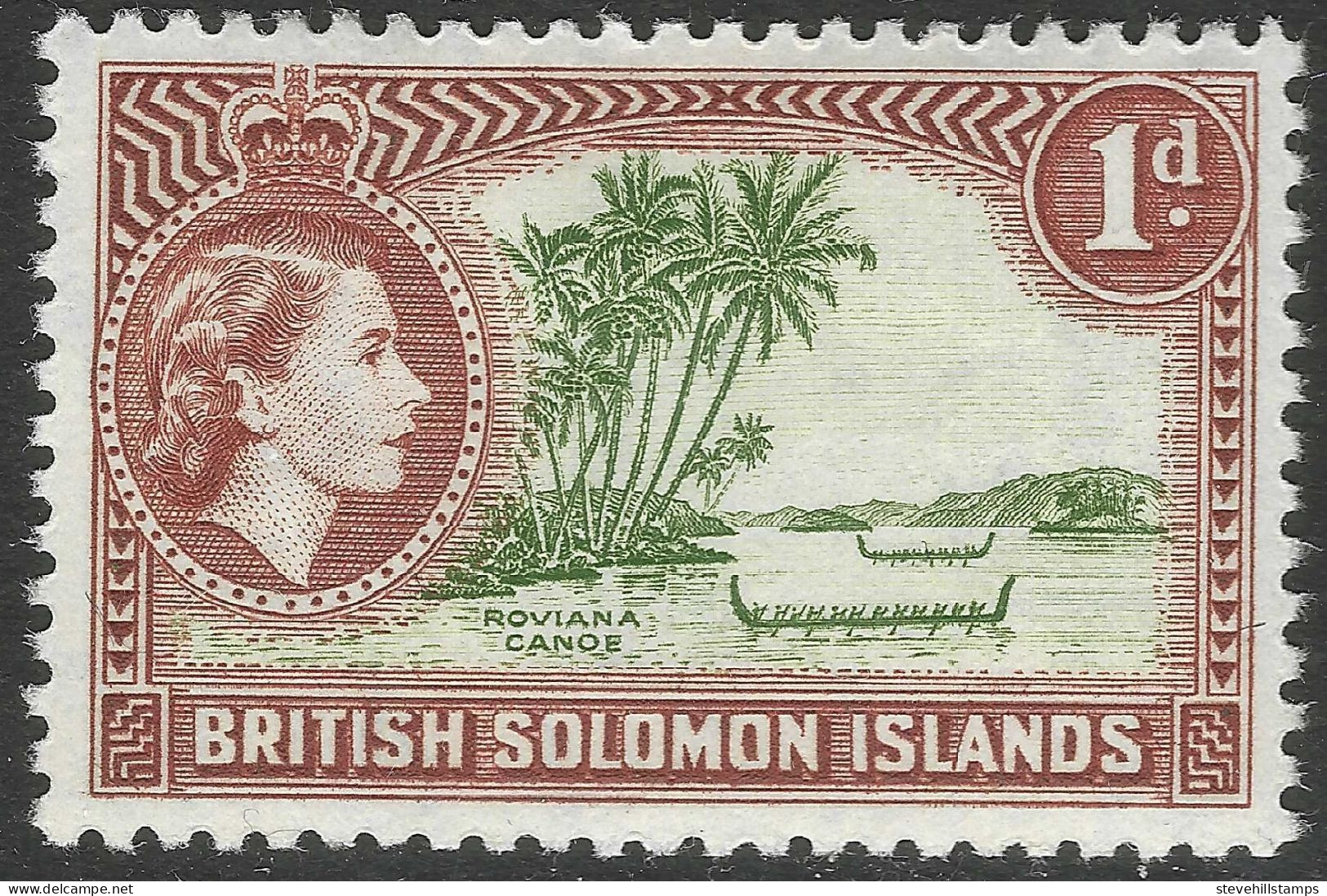 British Solomon Islands. 1956-63 QEII. 1d MH. SG 83 - Salomonen (...-1978)