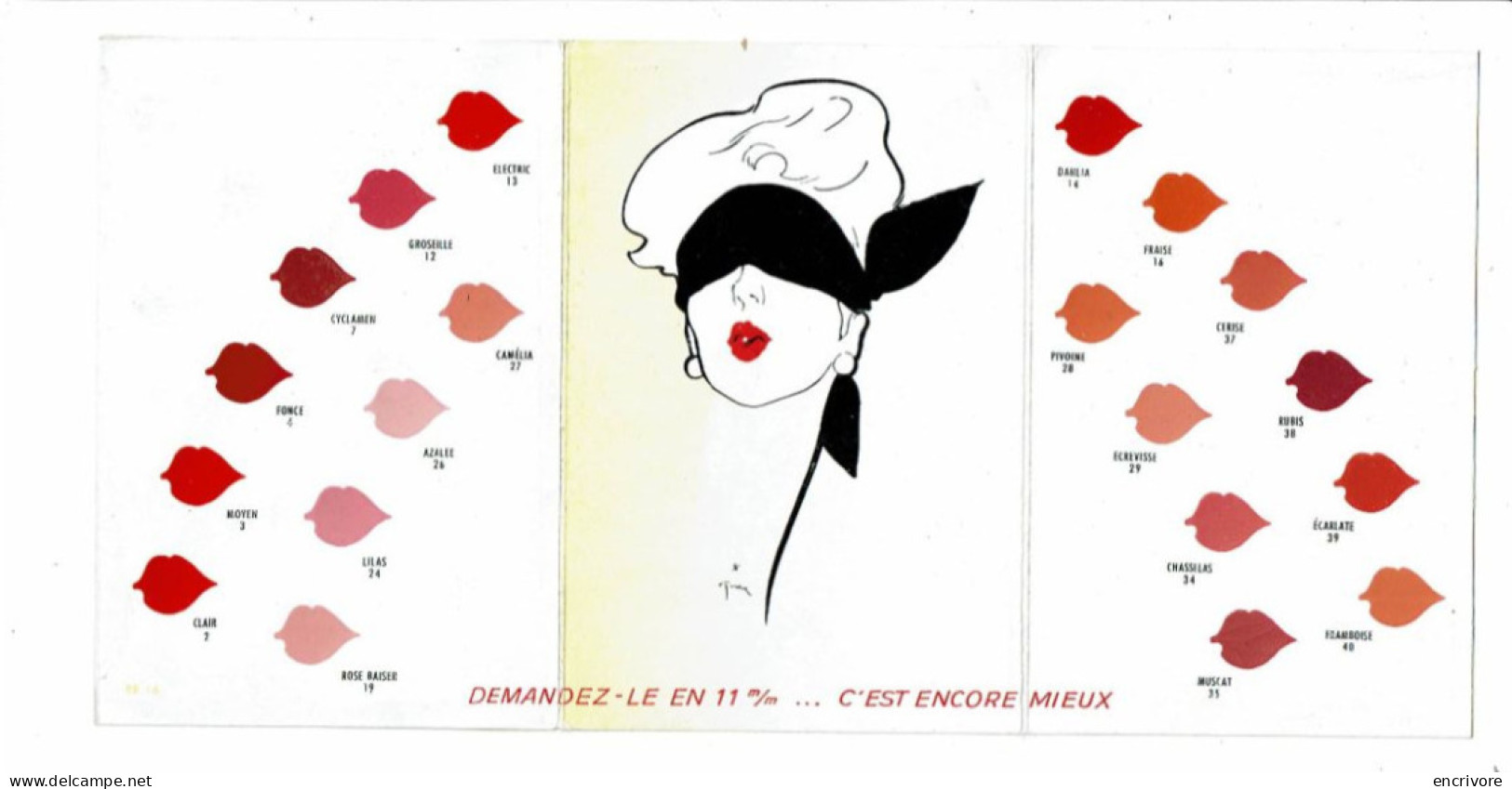 LE ROUGE BAISER Paul Baudecroux Parfumeur Nuancier Voeux 1956 René Gruau - Other & Unclassified