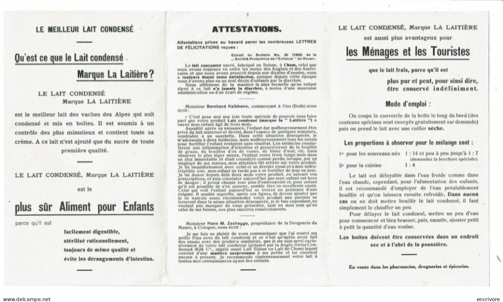 Carton + Lettre LA LAITIERE Lait Concentré Condensé Nestlé Anglo-Swiss CHAM 1912 Magerand Médecin Major - Svizzera