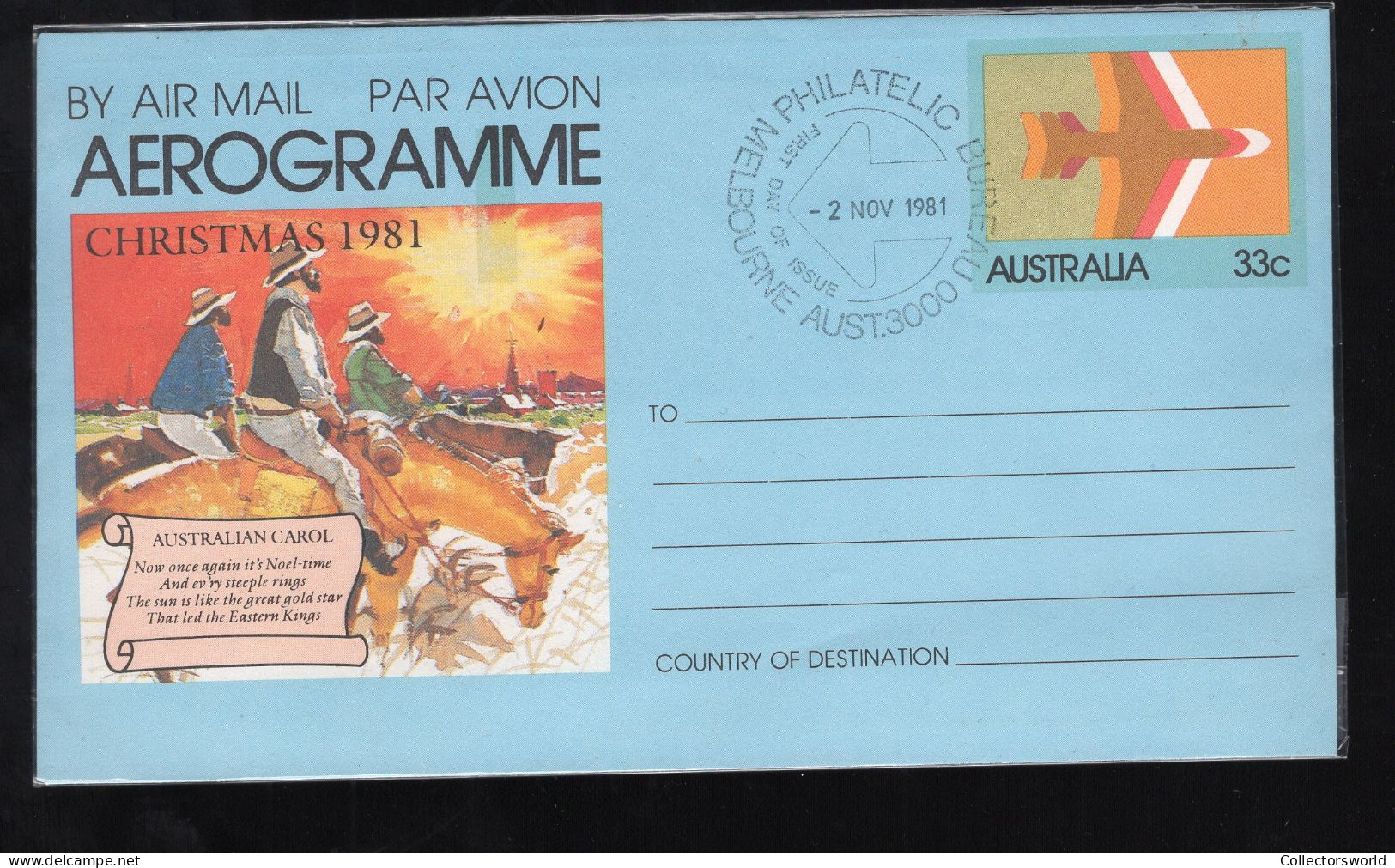 Australia Aerogramma Christmas 1981 First Day Issue - Aerograms