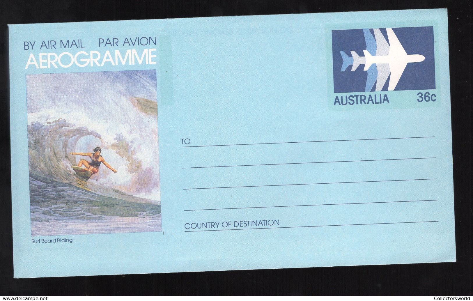 Australia Aerogramme Surfboarding 36c Mint - Aerogrammi
