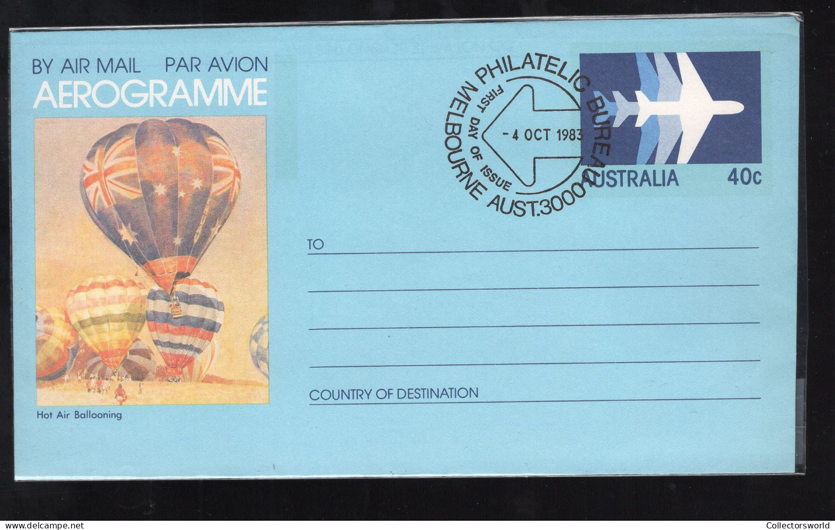 Australia Aerogramme Hot Air Ballooning FDC 1983 40c - Aerograms