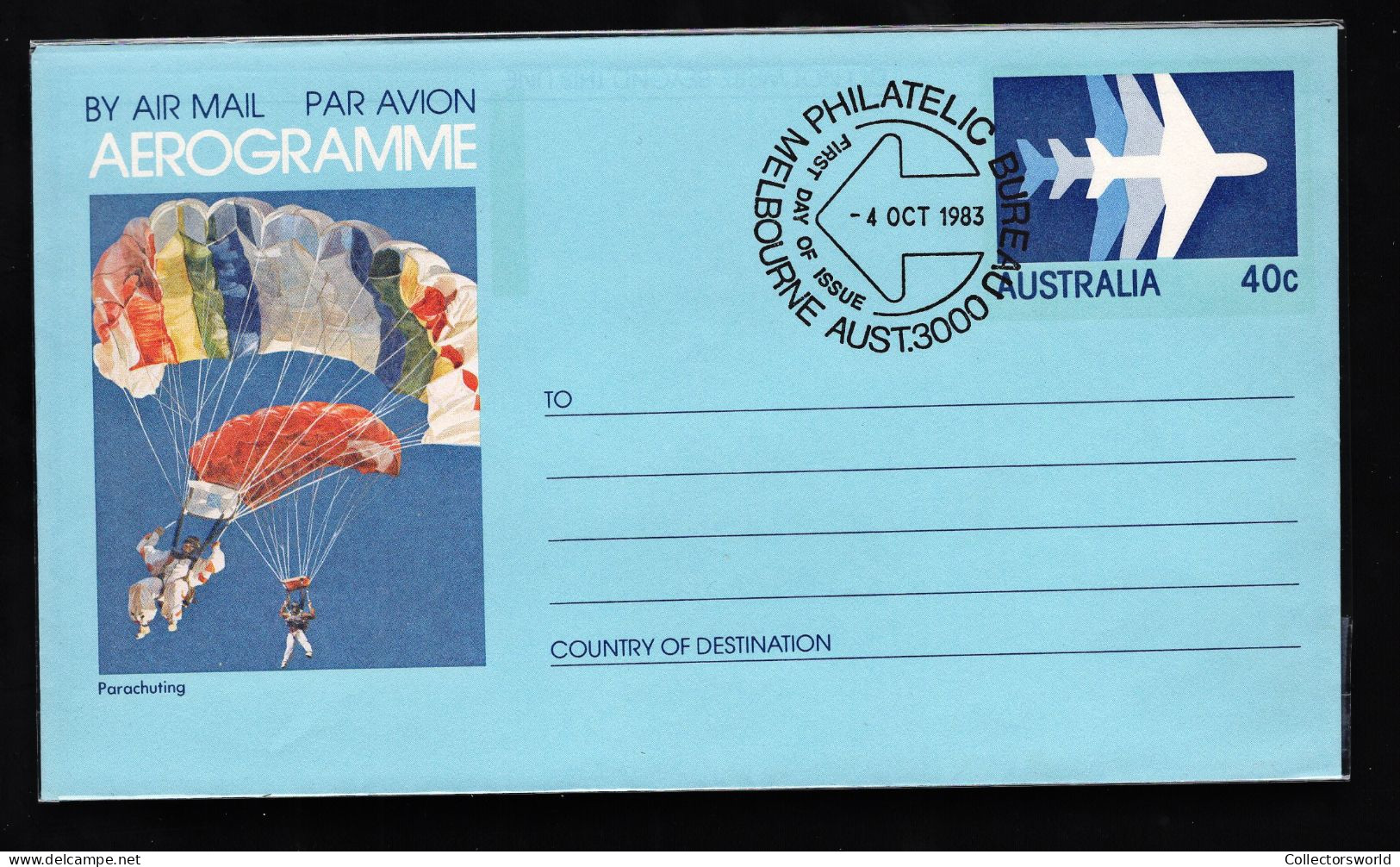 Australia Aerogramme Parachute 1983 First Day Cancel - Aerograms