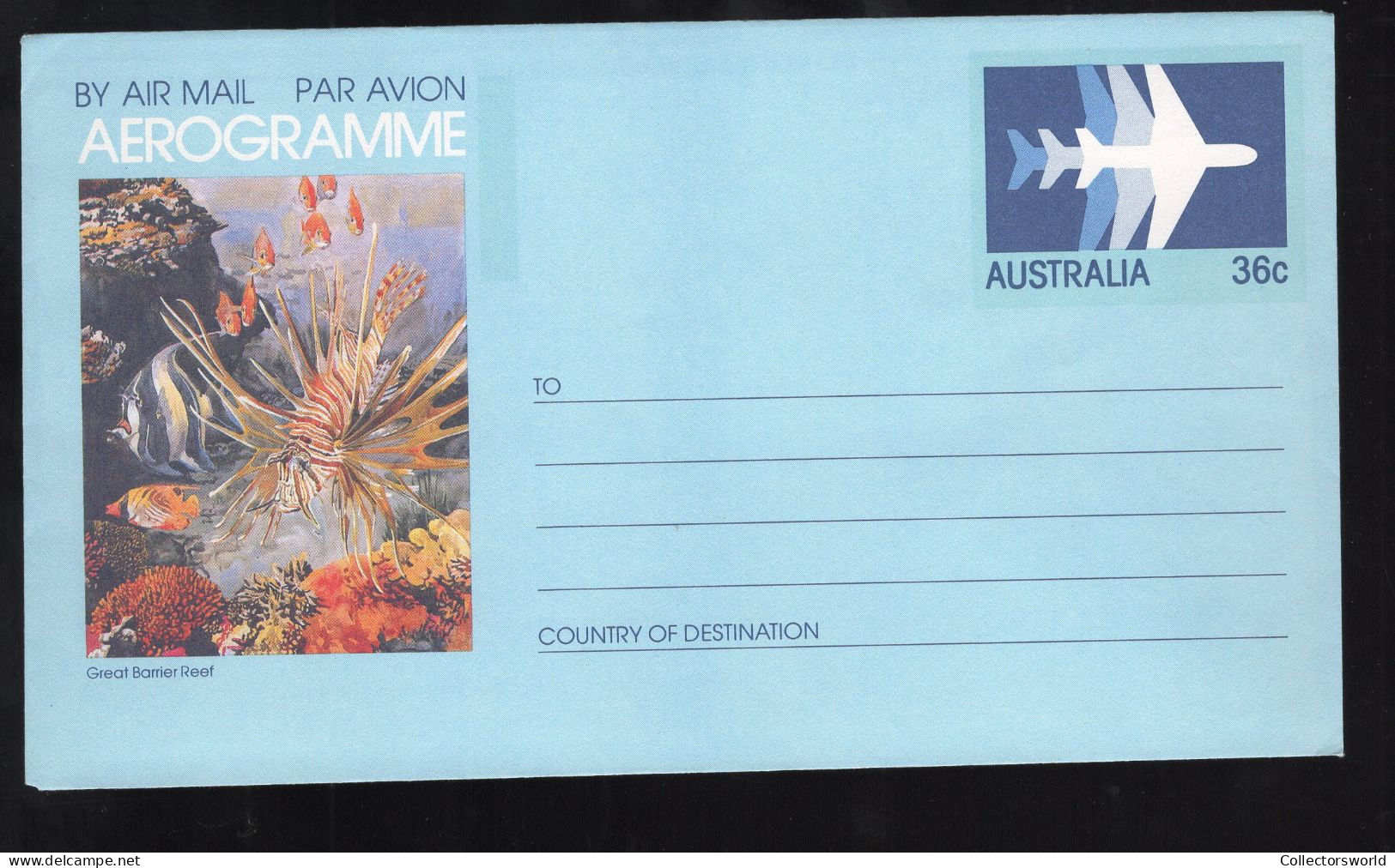 Australia Aerogramme Coral Fish Under Water Life 36c Mint - Aerograms