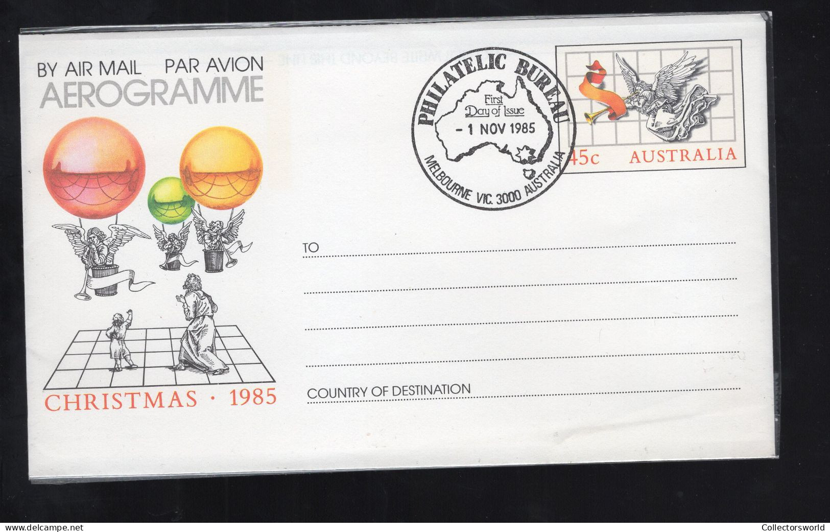 Australia Aerogramme 1985 45c Christmas First Day Cancellation - Aerogramme