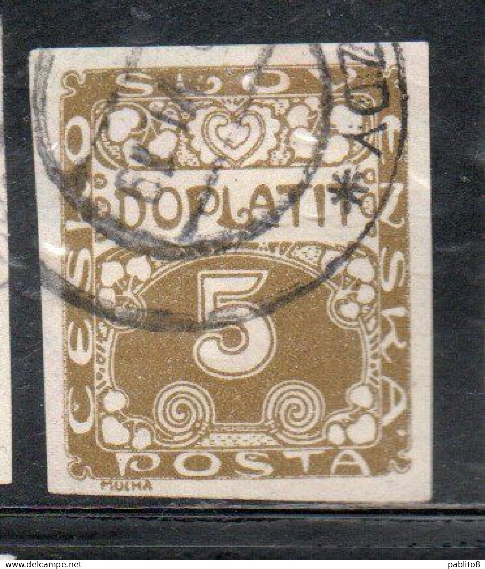 CZECH CECA CZECHOSLOVAKIA CESKA CECOSLOVACCHIA 1918 1920 POSTAGE DUE DOPLATIT 5h USED USATO OBLITERE' - Timbres-taxe