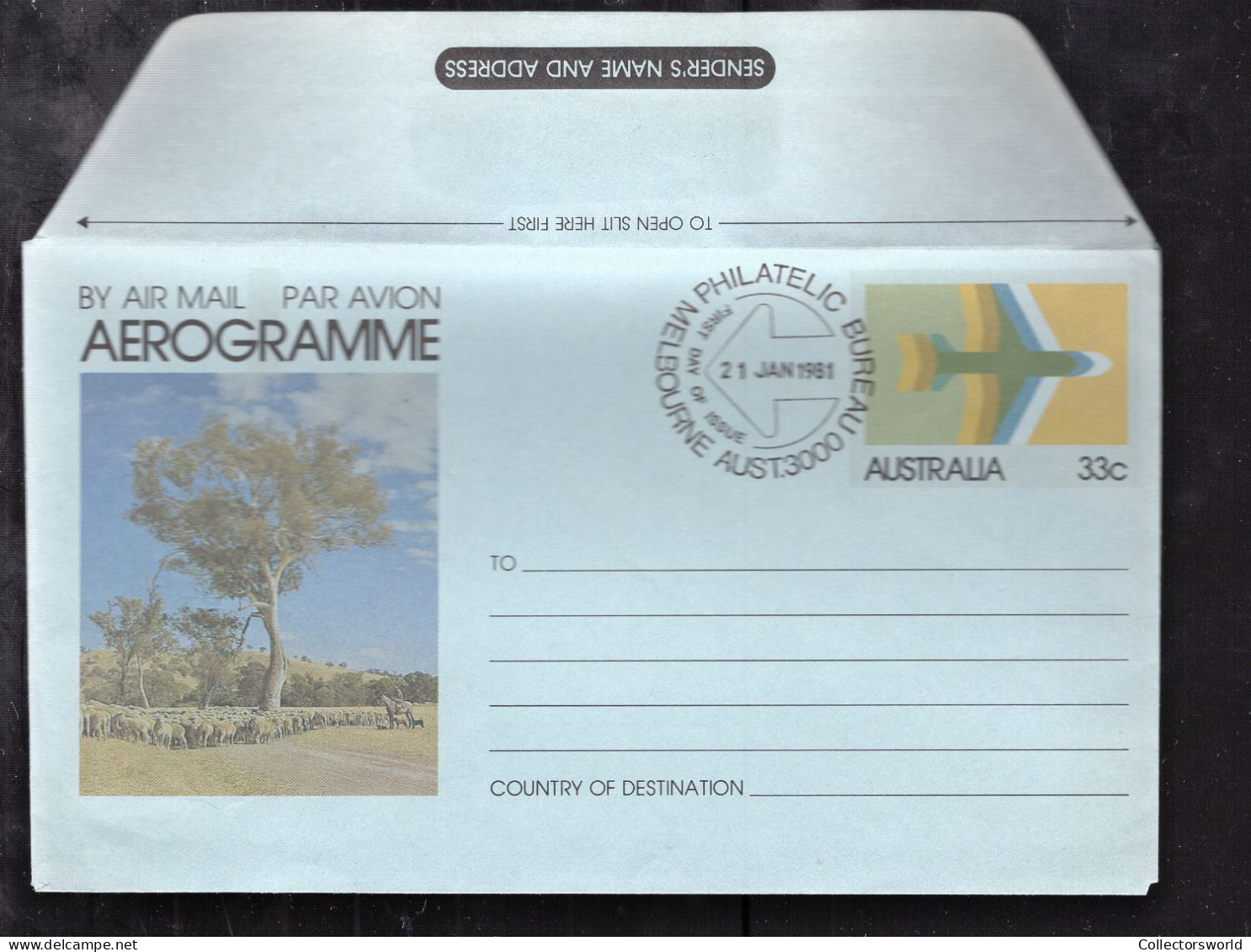 Australia Aerogramme 33c First Day Cancellation January 1981 - Luchtpostbladen