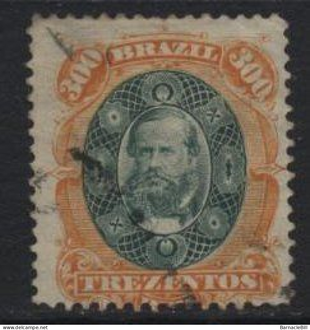 Brazil (46) 1878 Emperor Dom Pedro 300r. Green & Orange. Used. Hinged. - Used Stamps