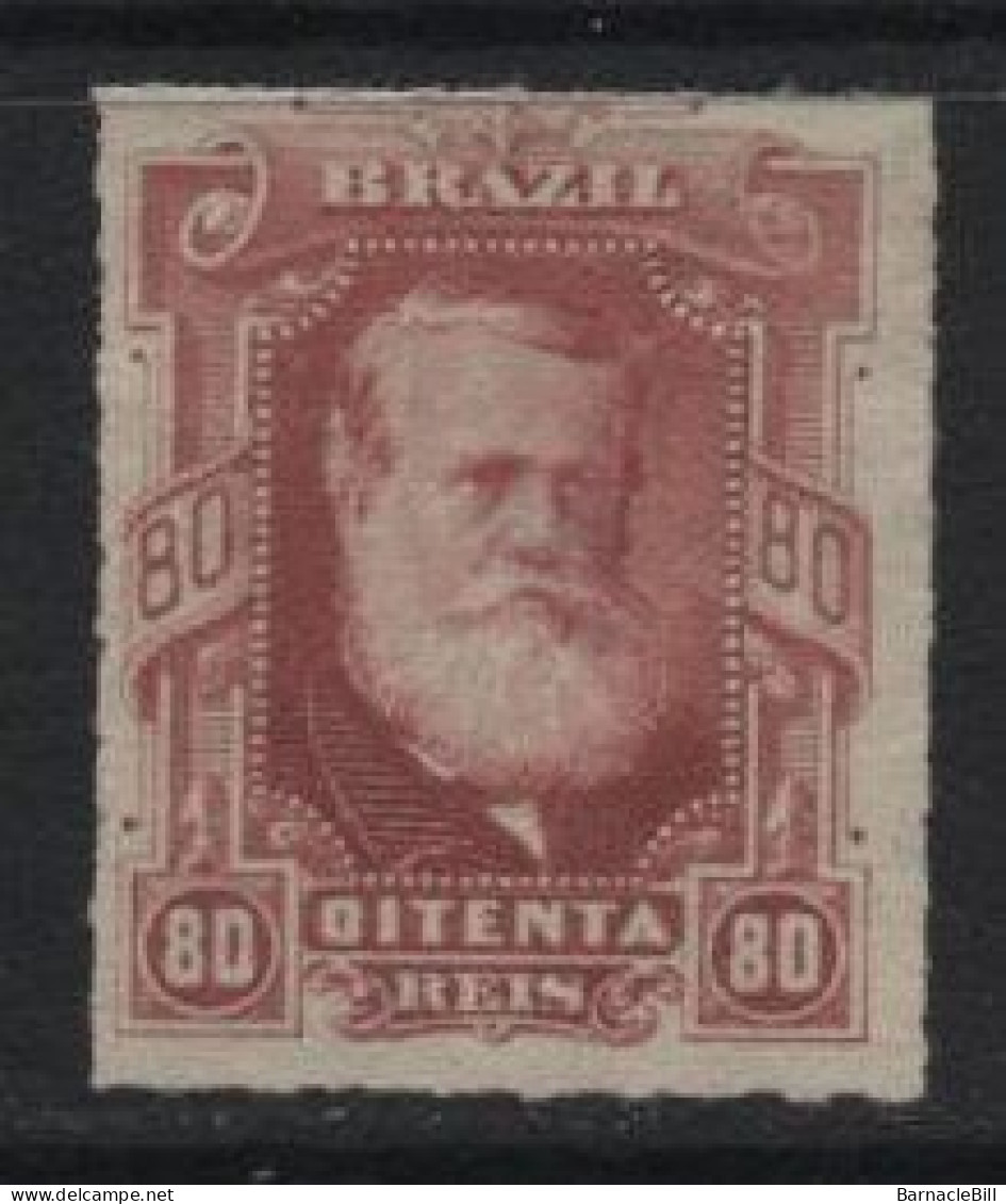 Brazil (48) 1878 Emperor Dom Pedro 80r. Red. Unused. Hinged. - Used Stamps