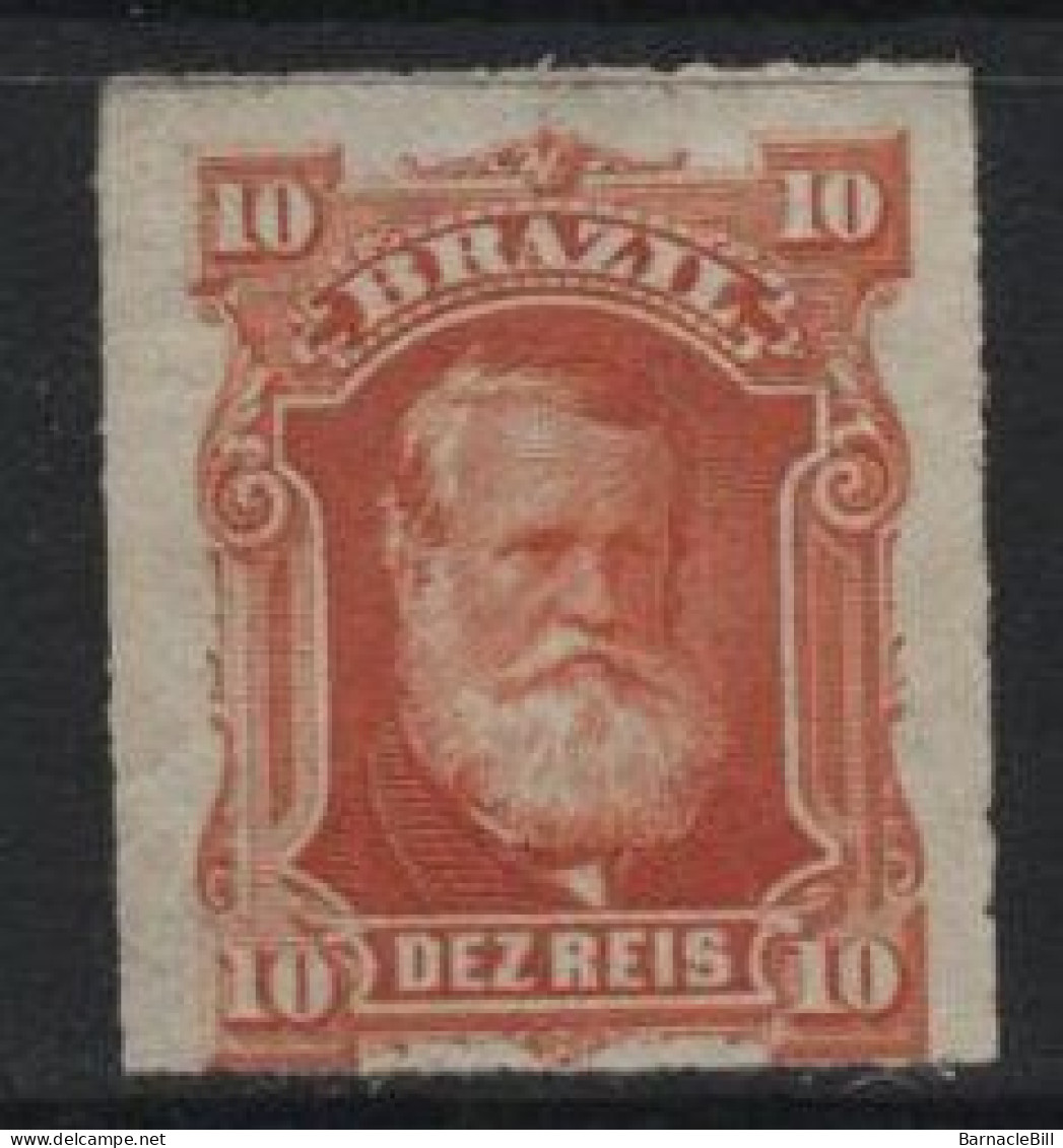 Brazil (50) 1878 Emperor Dom Pedro 10r. Red. Unused. Hinged. - Usados