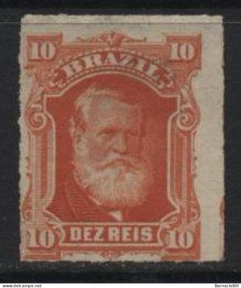 Brazil (51) 1878 Emperor Dom Pedro 10r. Red. Unused. Hinged. - Used Stamps