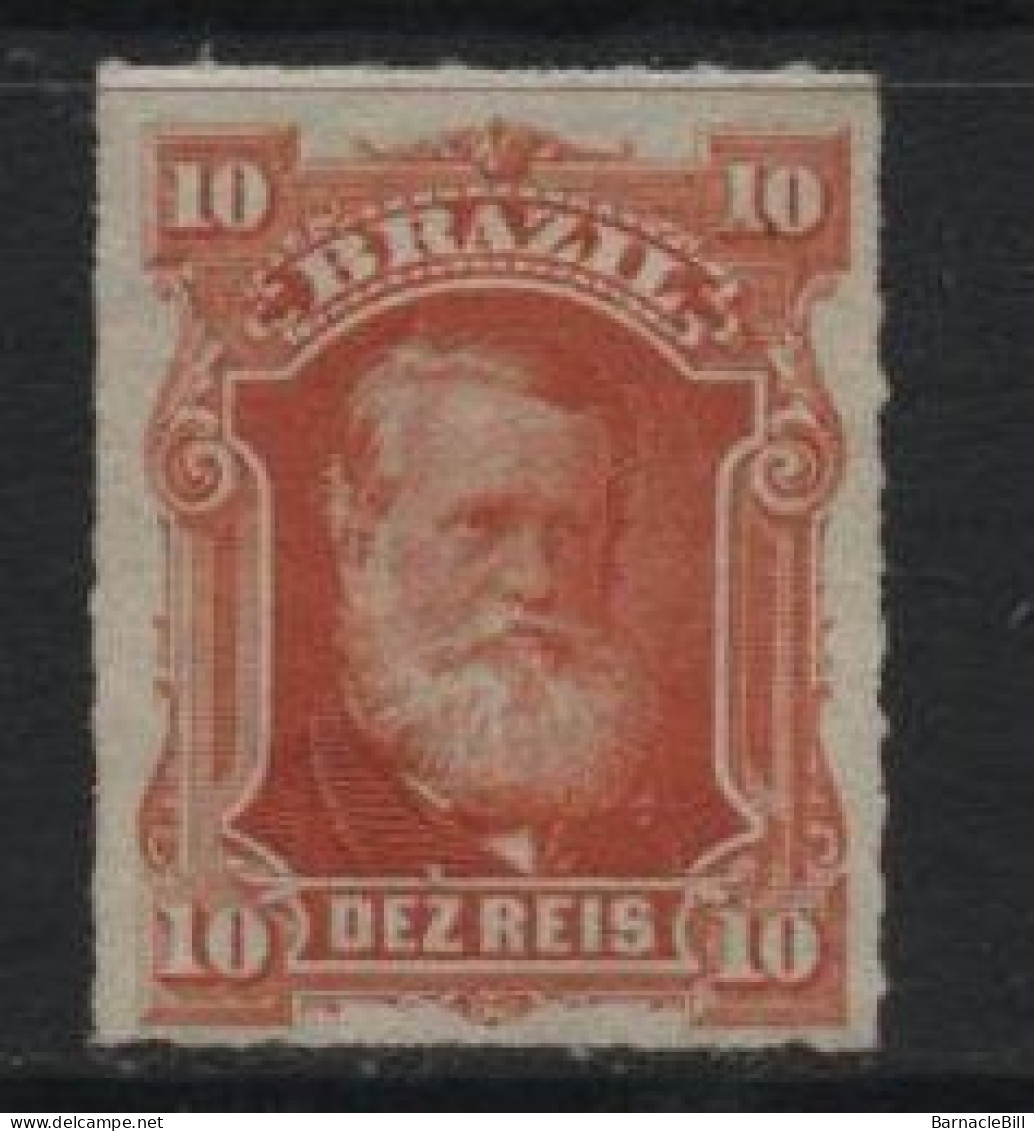 Brazil (53) 1878 Emperor Dom Pedro 10r. Red. Unused. Hinged. - Oblitérés