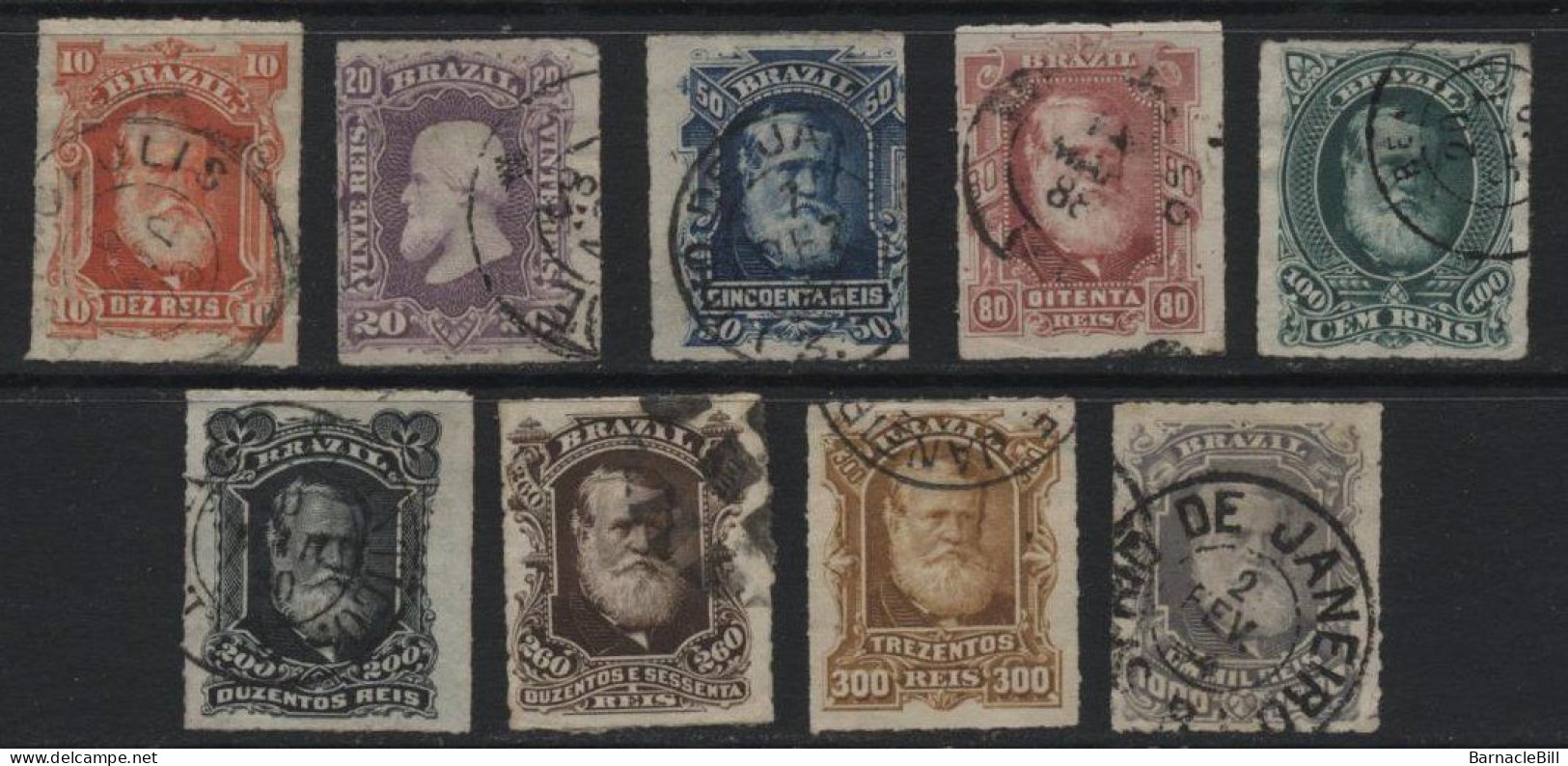 Brazil (54) 1878 Emperor Dom Pedro Set Except For The Elusive 700r. Used. Hinged. - Oblitérés