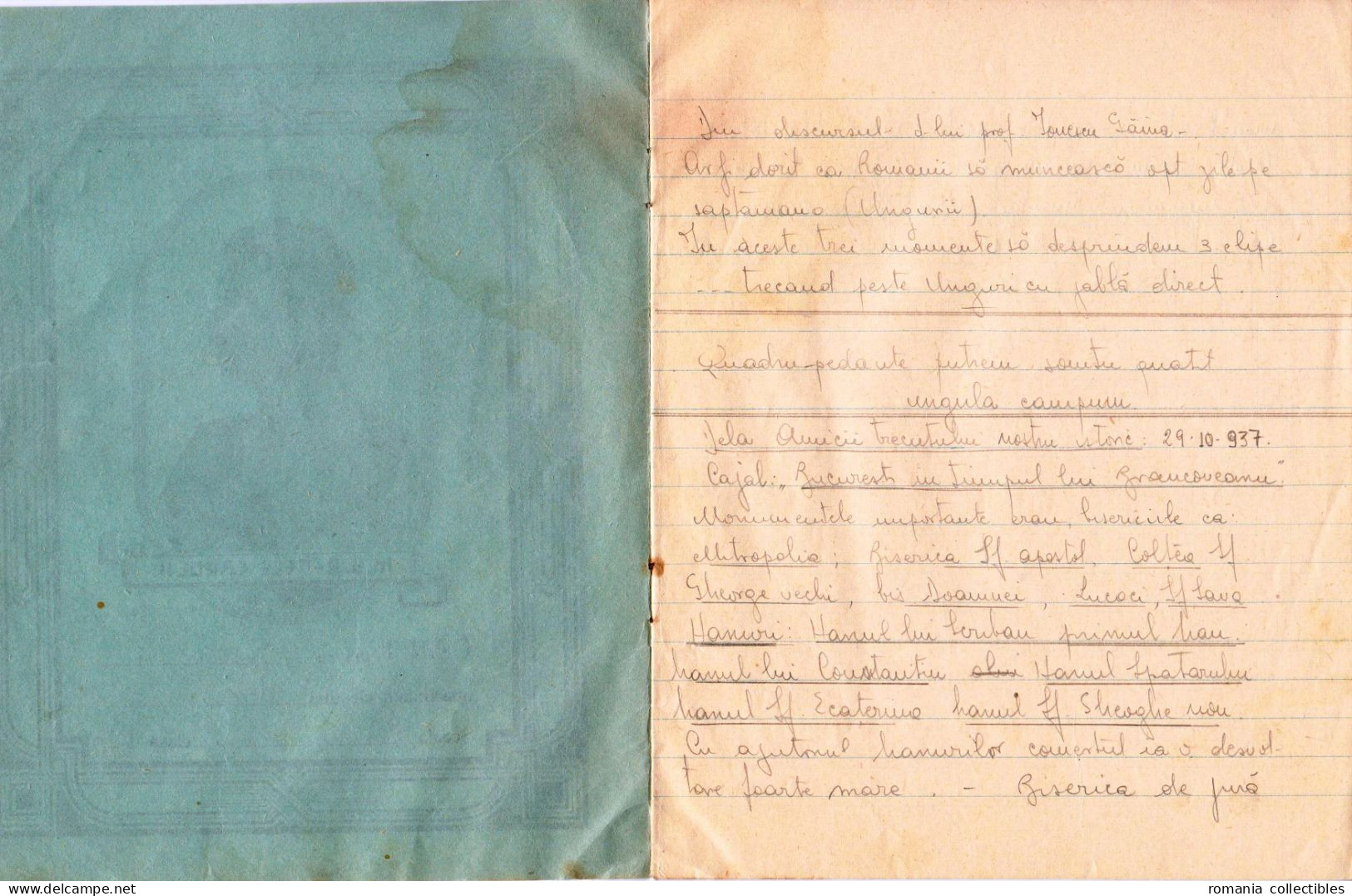 Romania, 1930's, Lot Of 2 Vintage School Notebooks - Kingdom Period - Diplômes & Bulletins Scolaires