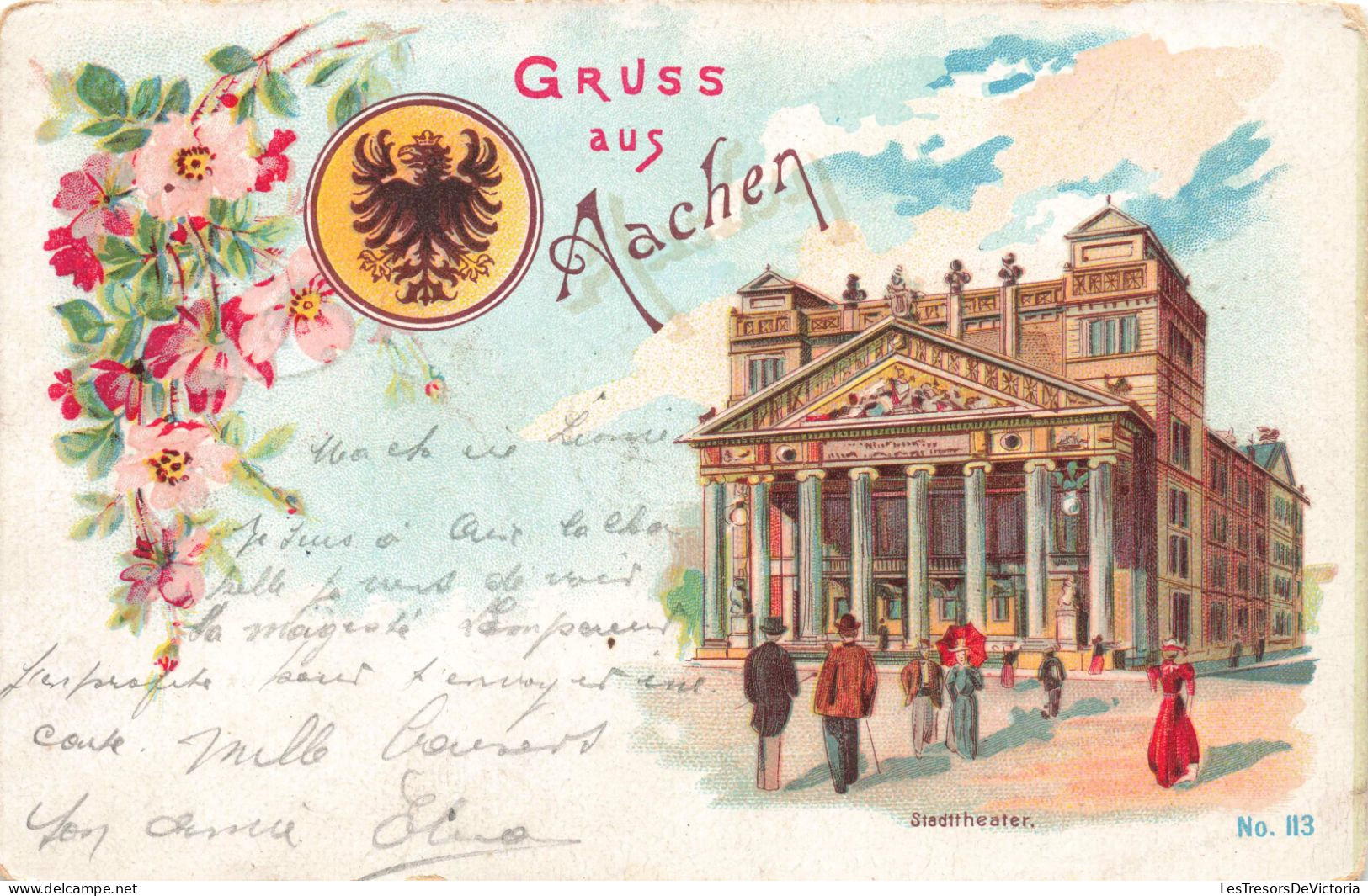 ALLEMAGNE - Gruss Auch Aachen - Stadtheater - Colorisé - Animé- Carte Postale Ancienne - Aken