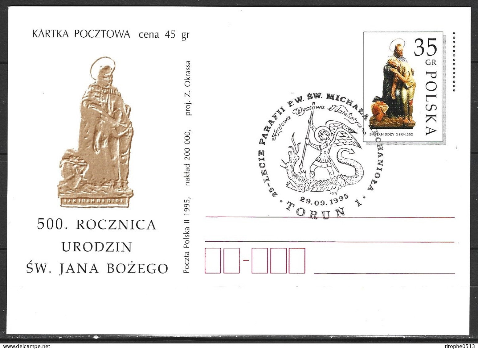 POLOGNE. Carte Commémorative De 1995. Dragon/Archange Michel. - Contes, Fables & Légendes