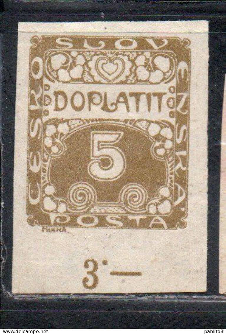 CZECH CECA CZECHOSLOVAKIA CESKA CECOSLOVACCHIA 1918 1920 POSTAGE DUE DOPLATIT 5h MNH - Postage Due