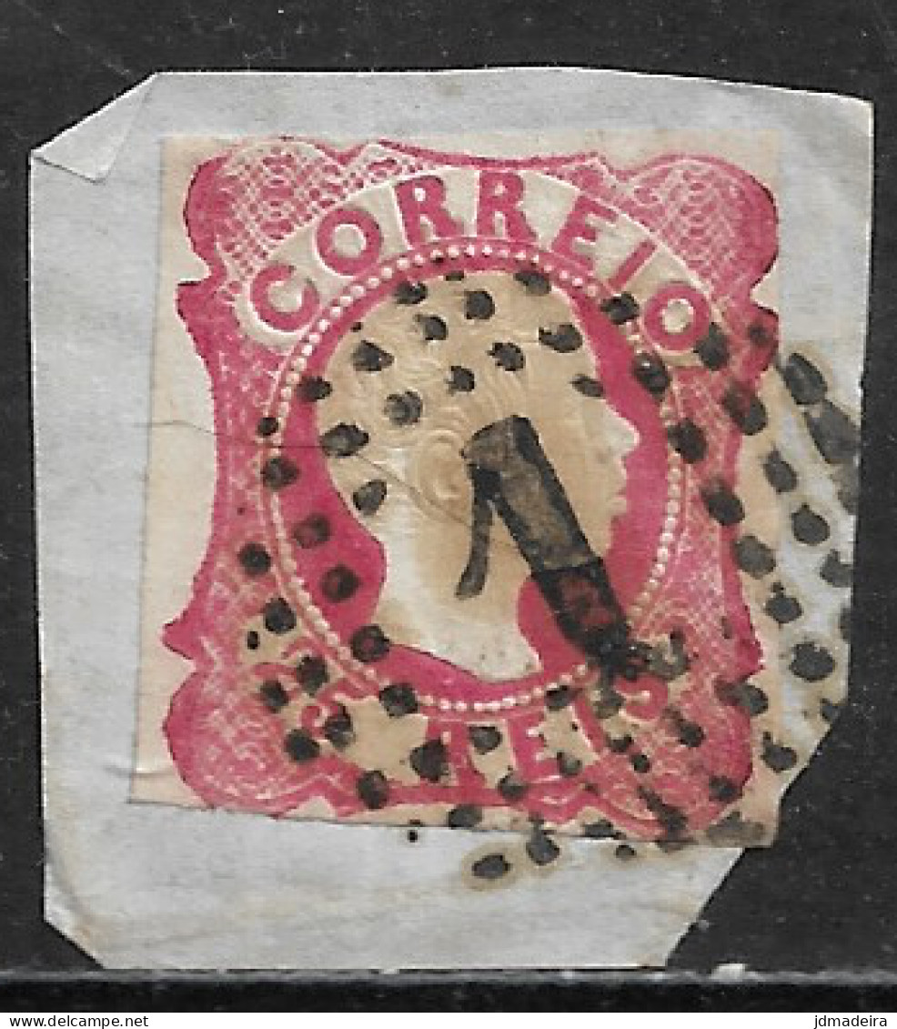 Portugal – 1856 King Pedro Curly Hair 25 Réis Used Stamp On Paper - Gebraucht