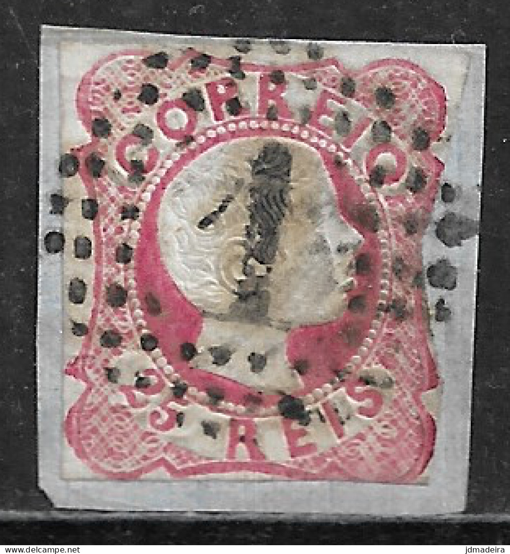 Portugal – 1856 King Pedro Curly Hair 25 Réis Used Stamp On Paper - Oblitérés